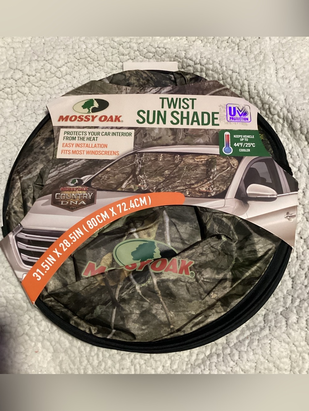 Mossy Oak Camouflage Camo Twist Sun Shade, Fits most Vehicles